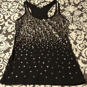 Charlotte Russe black tank top with gold sequins size small